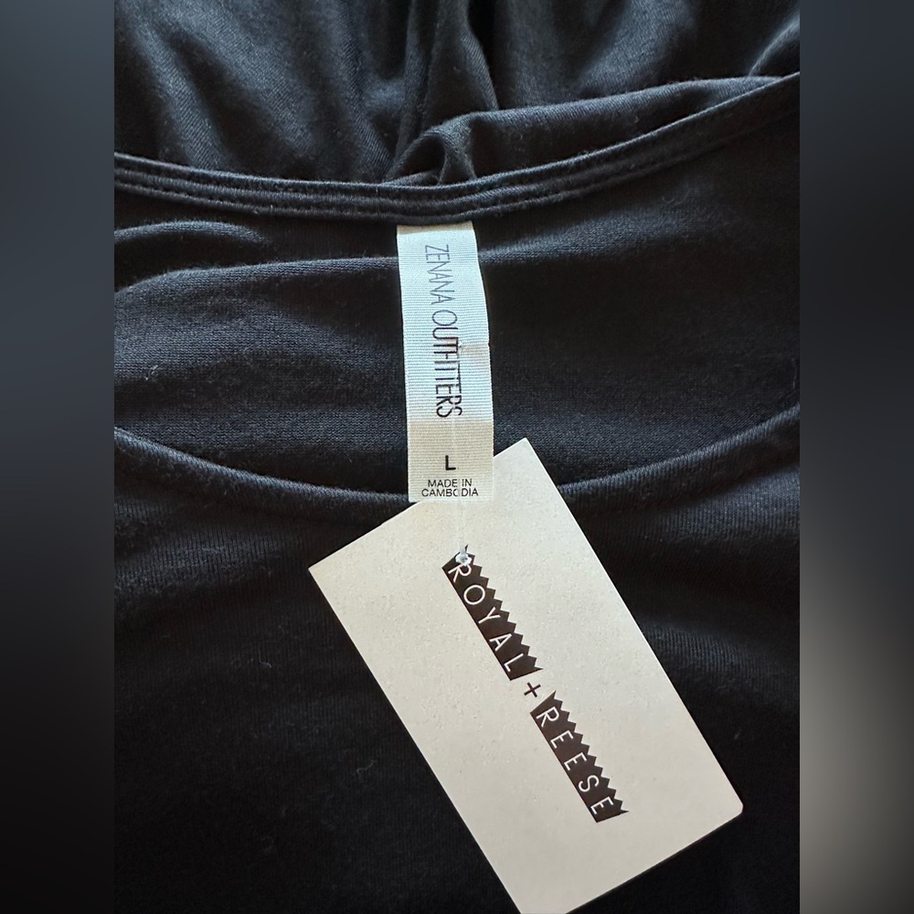 Boutique x Royal & Reese Maxi Dress Long Sleeve Scoop Neck Buttery Soft Black LG - Picture 4 of 9